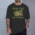 Swimmer Crocodile Swimming Humor How Fast You Can Swim T-Shirt Gifts for Him