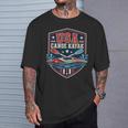 USA Canoe Kayak Paddling American Flag Emblem T-Shirt Gifts for Him