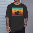 Women's Retro Drum Kit Silhouette With Color Stripes T-Shirt Gifts for Him