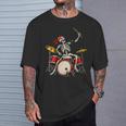 Women's Skeleton Drummer Skull Drum Kit Halloween T-Shirt Gifts for Him