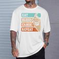 Eat Sleep Canoe Repeat Vintage Canoeing Canoeist Men Boys Raglan Baseball Tee T-Shirt Gifts for Him