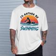 I'd Rather Be Swimming Retro Swim Swimmer T-Shirt Gifts for Him