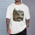 Lakeside Canoe Cabin Escape Scene Raglan Baseball Tee T-Shirt Gifts for Him