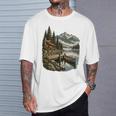 Lakeside Canoe Cabin Escape Scene T-Shirt Gifts for Him