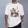 Skeleton Drummer Skull Drum Kit Halloween Raglan Baseball Tee T-Shirt Gifts for Him