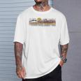 Trendy Canoe Silhouette Colourful Landscape Raglan Baseball Tee T-Shirt Gifts for Him