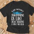 A Day Without Swimming Is Like Swimming Swimmer T-Shirt T-Shirt Gifts for Old Men A Day Without Swimming Is Like Swimming Swimmer T-Shirt T-Shirt Gifts for Old Men