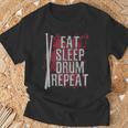 Drummer Eat Sleep Drum Repeat Drum Kit Musician T-Shirt Gifts for Old Men