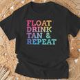 Float Drink Tan Repeat Summer Swimming Beach Pool Vacation T-Shirt Gifts for Old Men