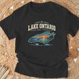 Lakes Lake Ontario Fishing Canoe Lighthouse Outdoor T-Shirt Gifts for Old Men