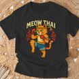 Meow Thai Muay Thai Cat Fighter Pun Dad Joke T-Shirt Gifts for Old Men