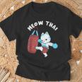 Muay Thai Cat Meow Thai Punch Bag Martial Arts T-Shirt Gifts for Old Men