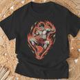 Muay Thai Fighter Teep Push Kick Minimal Line Art Clean T-Shirt Gifts for Old Men