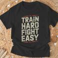 Muay Thai Fighter Train Hard Fight Easy Training Motivation T-Shirt Gifts for Old Men Muay Thai Fighter Train Hard Fight Easy Training Motivation T-Shirt Gifts for Old Men