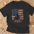 Patriotic Drum Kit Silhouette American Flag T-Shirt Gifts for Old Men