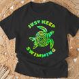 Sea Turtle Just Keep Swimming Ocean Beach Vacation T-Shirt Gifts for Old Men