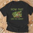 Swimmer Crocodile Swimming Humor How Fast You Can Swim T-Shirt Gifts for Old Men