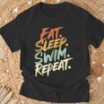 Swimmer Eat Sleep Swim Repeat I Swimming T-Shirt Gifts for Old Men