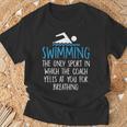 Swimming Coach Yells Breathing Swimmer Swim Team T-Shirt Gifts for Old Men Swimming Coach Yells Breathing Swimmer Swim Team T-Shirt Gifts for Old Men