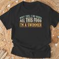 Swimming Swimmer Eating Swim T-Shirt Gifts for Old Men