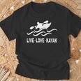 Women's Kayaking Live Love Kayak Kayaker Canoe Boat Paddling Lover T-Shirt Gifts for Old Men