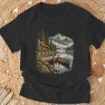 Women's Lakeside Canoe Cabin Escape Scene T-Shirt Gifts for Old Men Women's Lakeside Canoe Cabin Escape Scene T-Shirt Gifts for Old Men