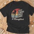 Women's Muay Thai Martial Arts Fighter Retro Vintage Sunset Graphic T-Shirt Gifts for Old Men