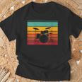 Women's Retro Drum Kit Silhouette With Color Stripes T-Shirt Gifts for Old Men