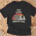 Women's Retro Muay Thai Martial Arts Fighter Graphic T-Shirt Gifts for Old Men