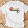 Canoe Retro Vintage Sunset Rainbow Raglan Baseball Tee T-Shirt Gifts for Old Men