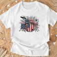 Drum Kit With American Flag Graphic For Musicians T-Shirt Gifts for Old Men