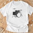 Drum Kit Drummer Band Musical Instrument Rock Music Raglan Baseball Tee T-Shirt Gifts for Old Men Drum Kit Drummer Band Musical Instrument Rock Music Raglan Baseball Tee T-Shirt Gifts for Old Men