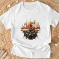 Drumset Drum Kit Music Drummer Drumming Raglan Baseball Tee T-Shirt Gifts for Old Men