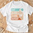 Eat Sleep Canoe Repeat Vintage Canoeing Canoeist Men Boys Raglan Baseball Tee T-Shirt Gifts for Old Men