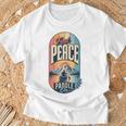 Find Peace Paddle On Canoe Mountain Sunset T-Shirt Gifts for Old Men