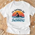 I'd Rather Be Swimming Retro Swim Swimmer T-Shirt Gifts for Old Men