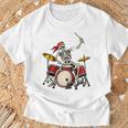 Skeleton Drummer Skull Drum Kit Halloween Raglan Baseball Tee T-Shirt Gifts for Old Men
