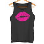 Lippenstift Print 80Er Jahre Hot Pink Lips Kiss Print Lippenprint Tank Top