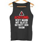 Lustig Glatze Glatzkopfprüche Frisur Achtungexy Mann Tank Top