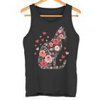 Süße Blumen Katze Für Katzen Besitzer Rosen Und Herzen Tank Top
