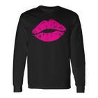 Lippenstift Print 80Er Jahre Hot Pink Lips Kiss Print Lippenprint Langarmshirts