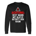 Lustig Glatze Glatzkopfprüche Frisur Achtungexy Mann Langarmshirts