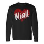 Lustiger Personalisierter Name Niall Herz I Love Niall Meme Langarmshirts