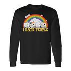 Niedliche Katze Regenbogen – I Hate People Langarmshirts