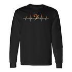 Retro Bassschlüssel Herzschlag Bass Notenschlüssel Bassist Langarmshirts