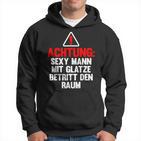 Lustig Glatze Glatzkopfprüche Frisur Achtungexy Mann Kapuzenpullover
