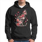 Süße Blumen Katze Für Katzen Besitzer Rosen Und Herzen Kapuzenpullover