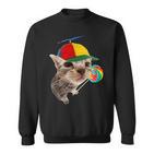 Dumme Katze Mit Lutscher-Meme Sweatshirt