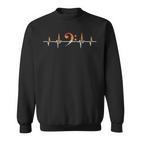 Retro Bassschlüssel Herzschlag Bass Notenschlüssel Bassist Sweatshirt