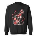 Süße Blumen Katze Für Katzen Besitzer Rosen Und Herzen Sweatshirt